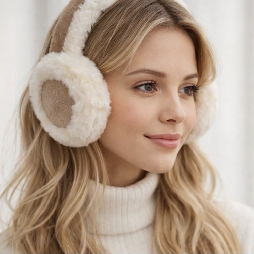 SOLD- Australian Sheepskin Wool Ear Muffs Soft and Warm Statement Outer Wear